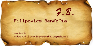 Filipovics Benáta névjegykártya